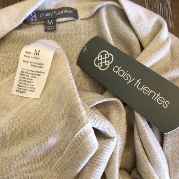 Daisy Fuentes Womens Tan Sequin Pocket Belted Cardigan Sweater Size Medium - Picture 7 of 8